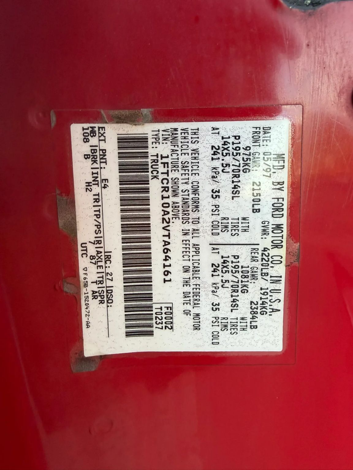 1997 Ford Ranger Regular Cab Splash Short Bed