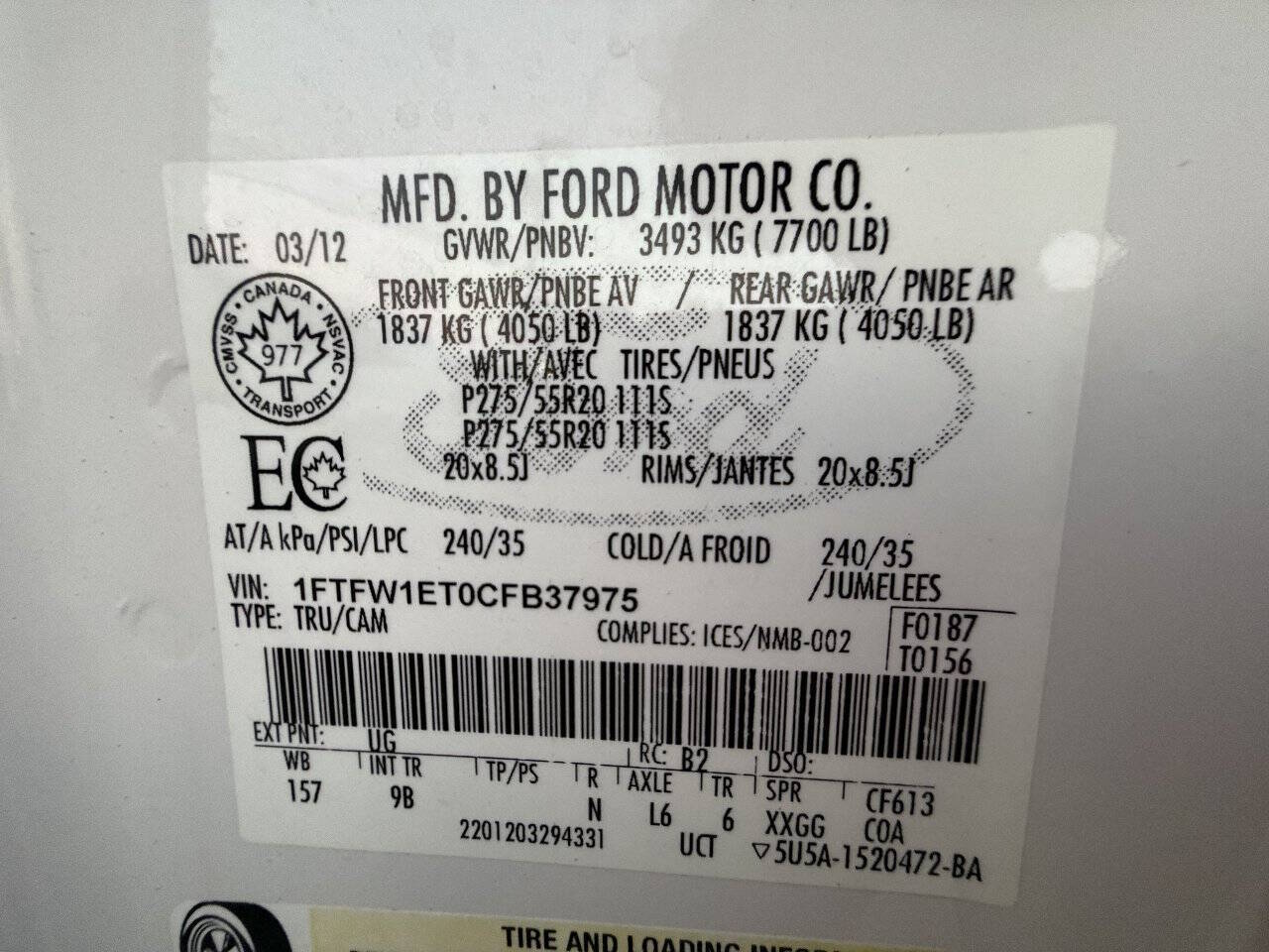 2012 Ford F150 SuperCrew Cab Platinum