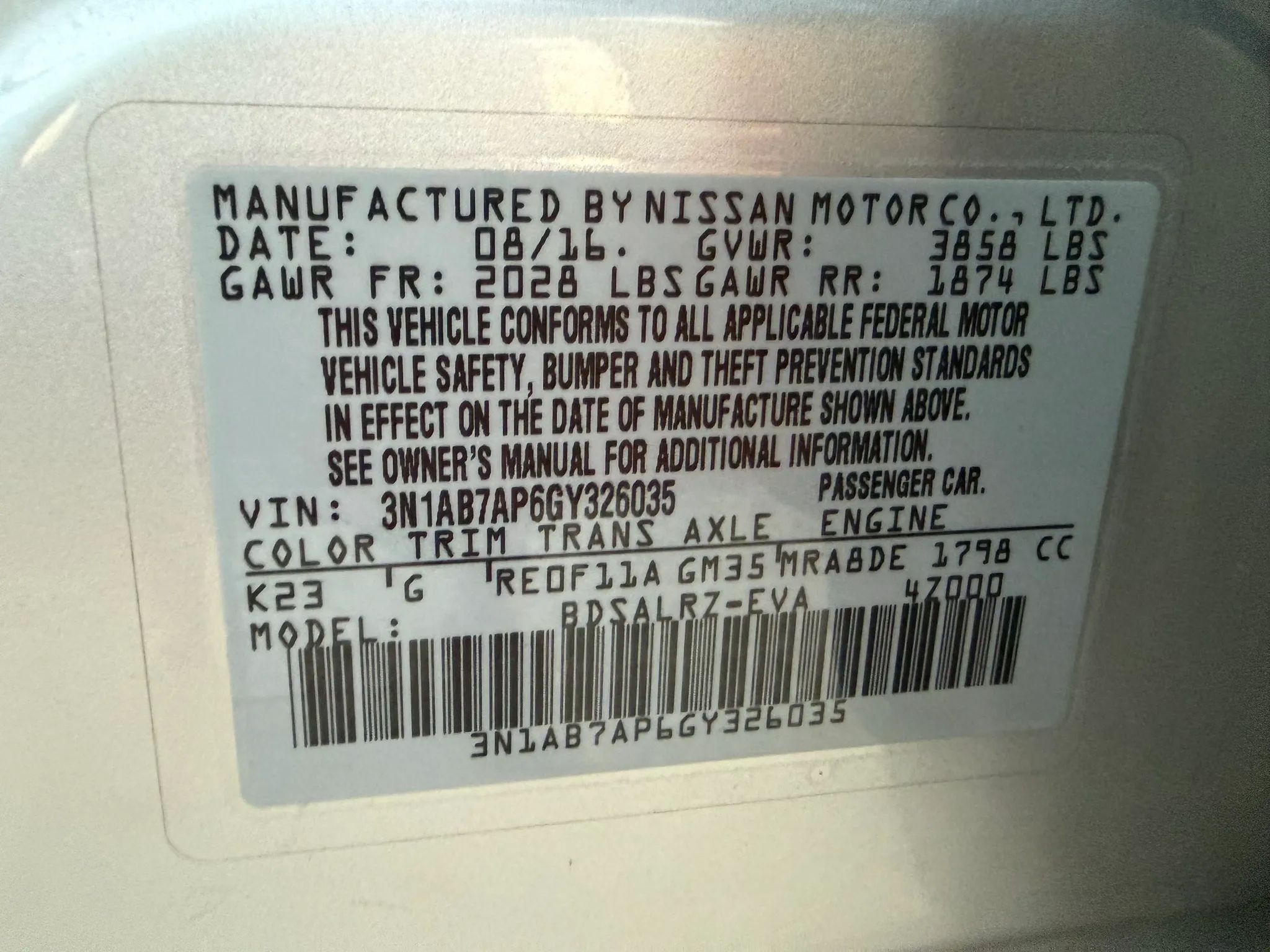 2016 Nissan Sentra SR Sedan 4D