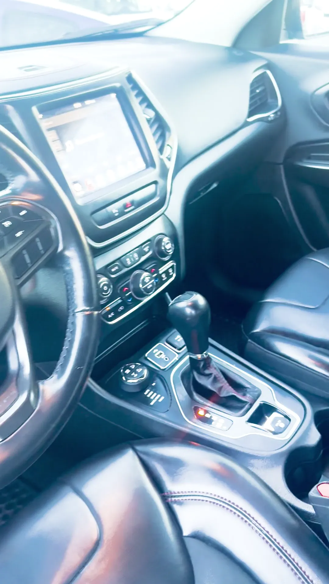 Interior of 2019 Jeep Cherokee TrailHawk Sport Utility 4D